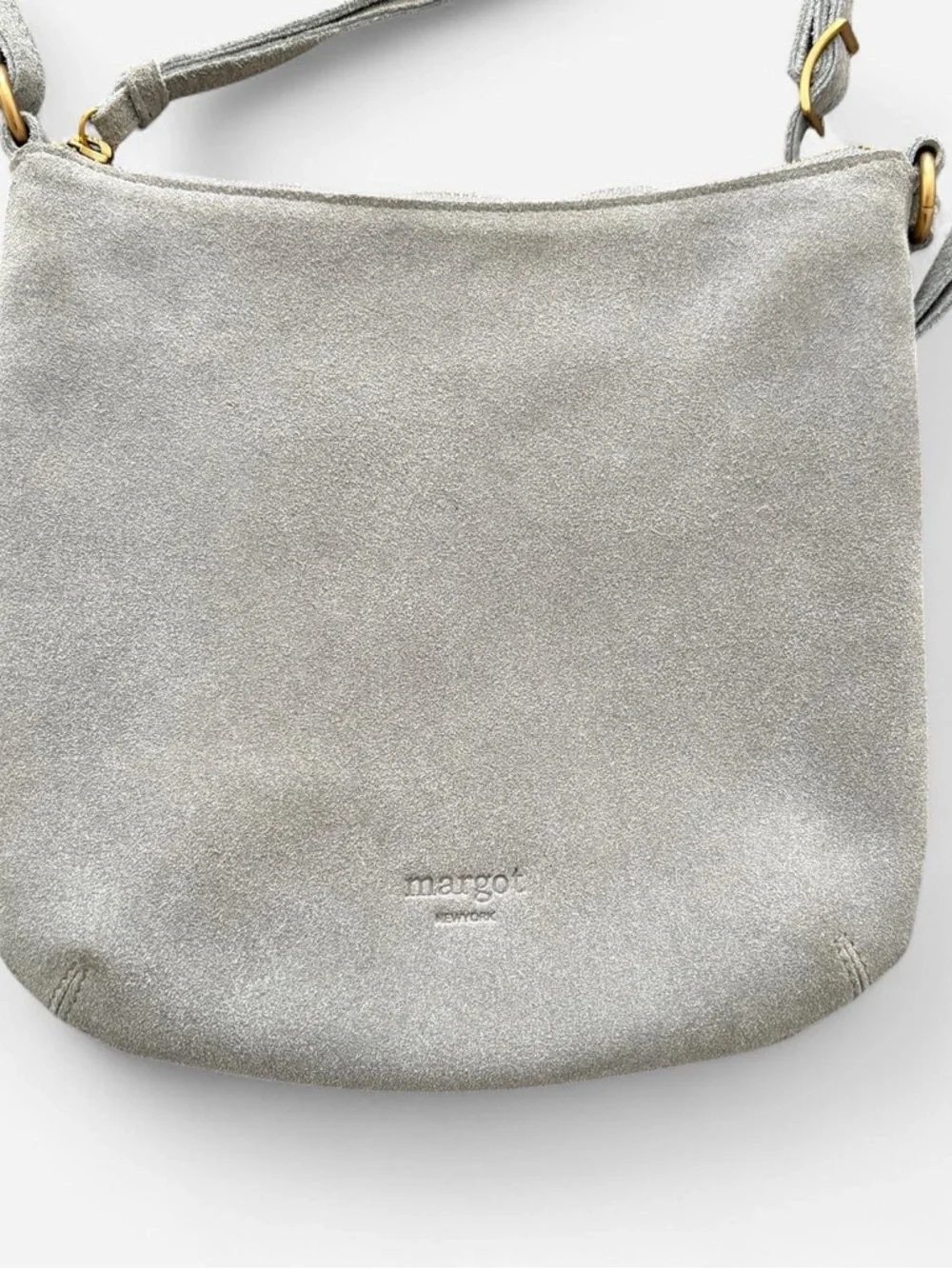 margot grey Leather Suede Crossbody Bag - Picture 2 of 6